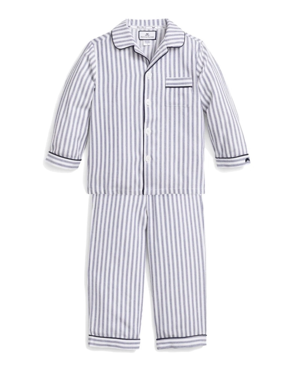 Kid's Twill Pajama Set in Navy French Ticking